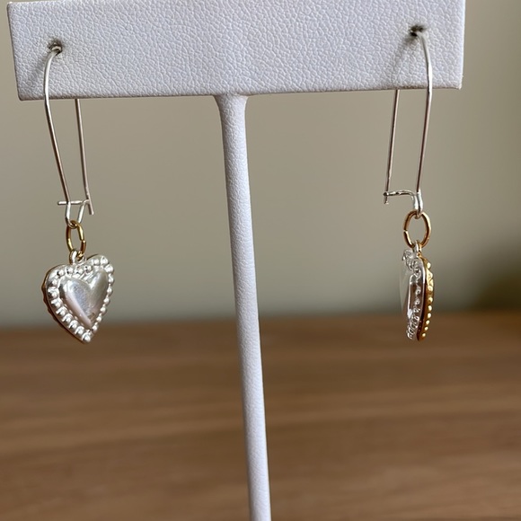HAND CRAFTED EARRINGS Reversible Gold Silver Hearts - Picture 5 of 14